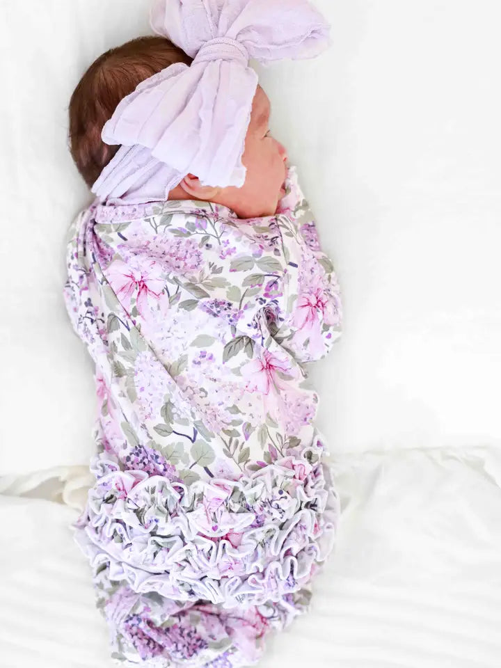 Ruffle Zipper Footie | Lavender Lullaby
