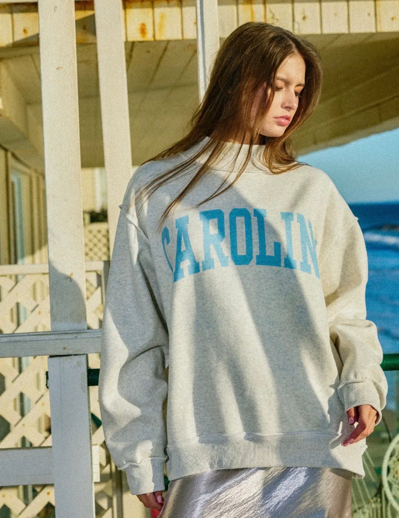 Carolina Reversible Mock Neck - Ash Grey