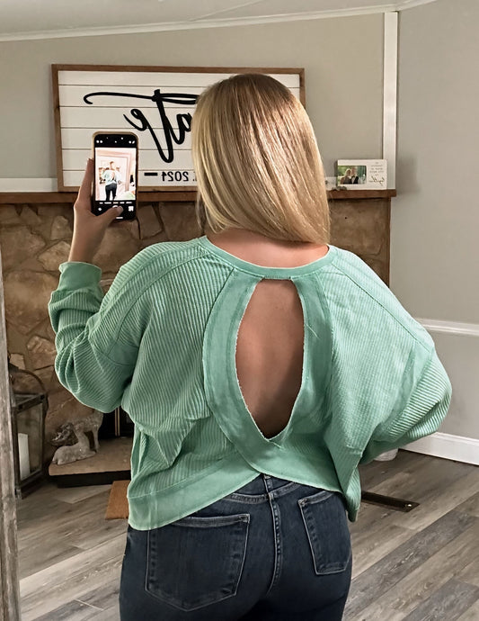 Free Motion Open Back Top - Emerald