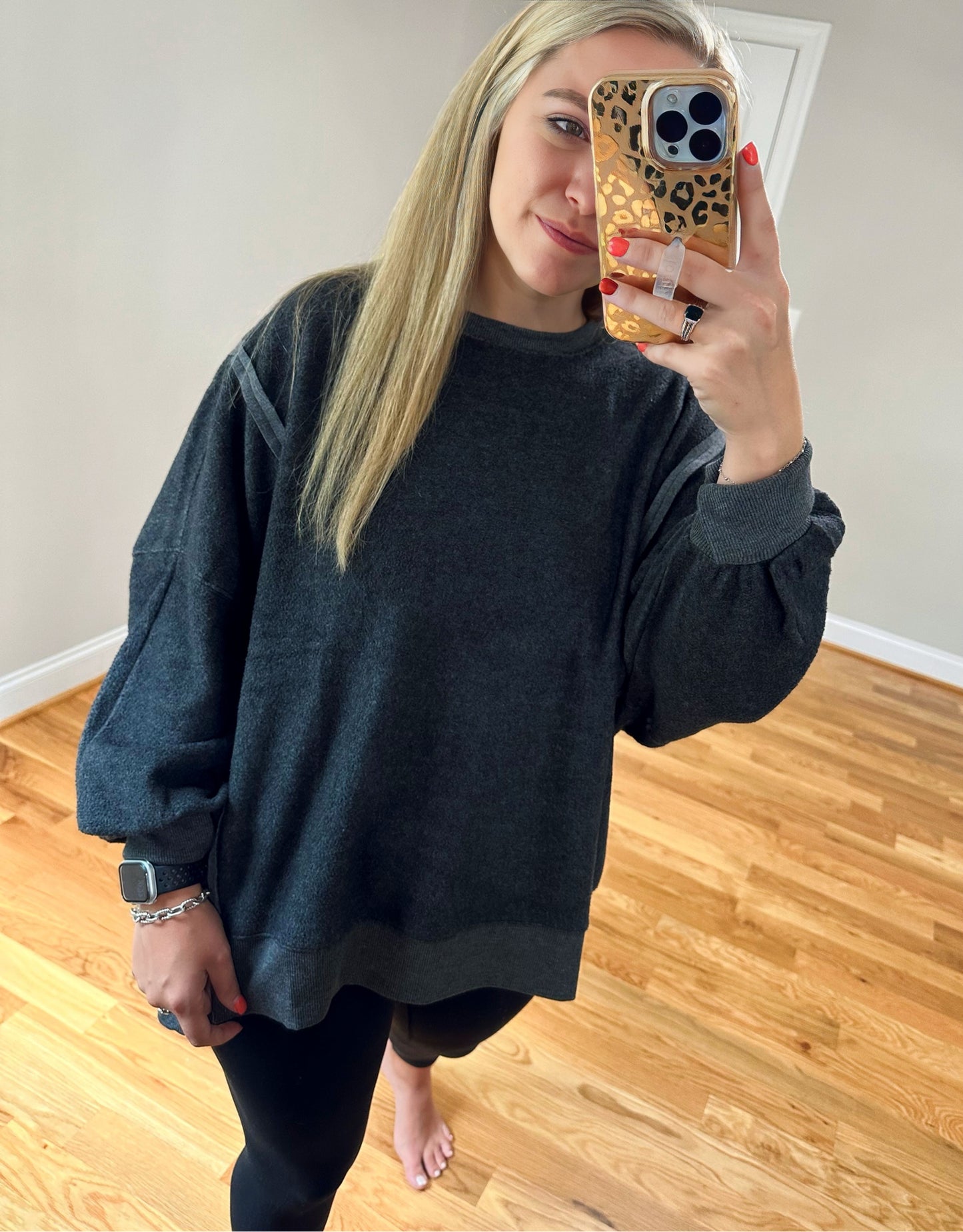 Charlotte Oversized Sweatshirt - Charcoal