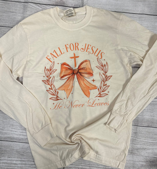 Fall For Jesus LS Ivory Tee