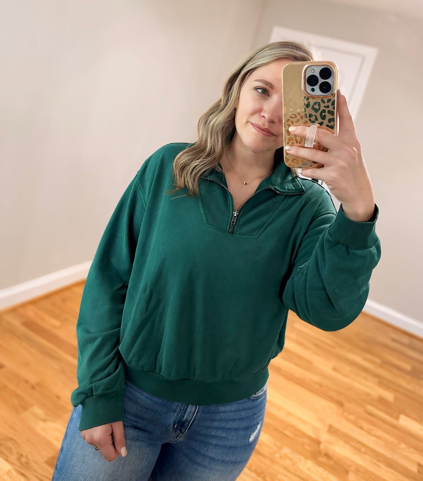 Cloud Nine Half Zip Sweatshirt - Dark Green