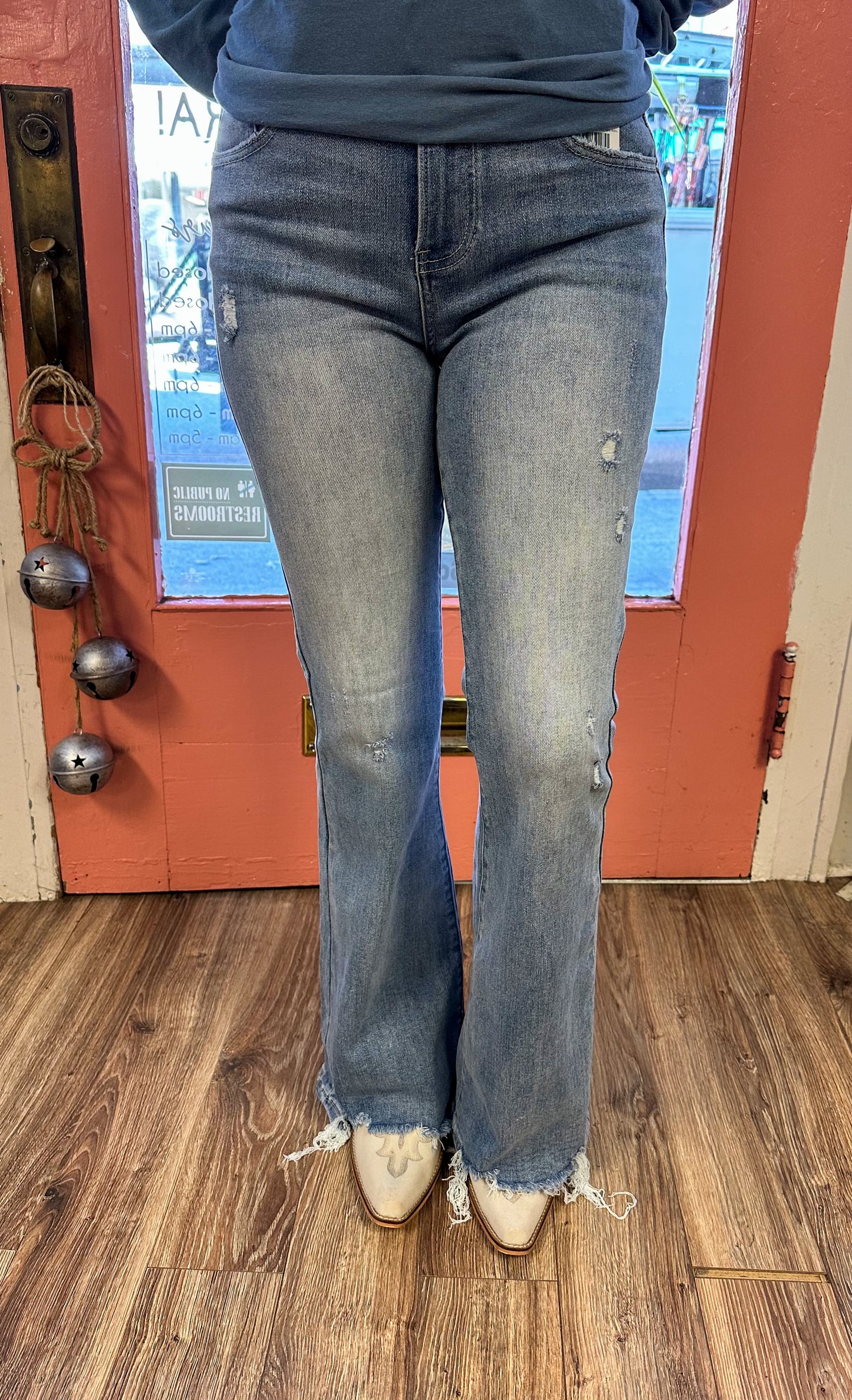 Josephine High Rise Distressed Flare Jeans