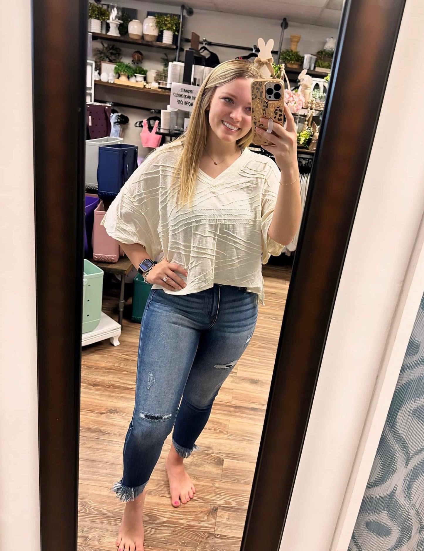 Oaklee Textured Top - Cream