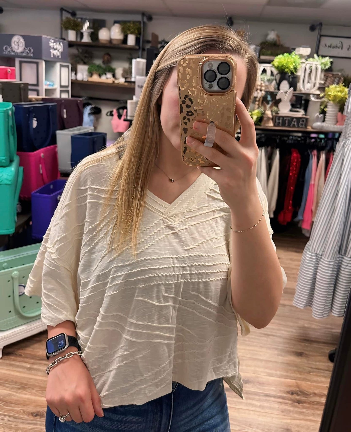 Oaklee Textured Top - Cream