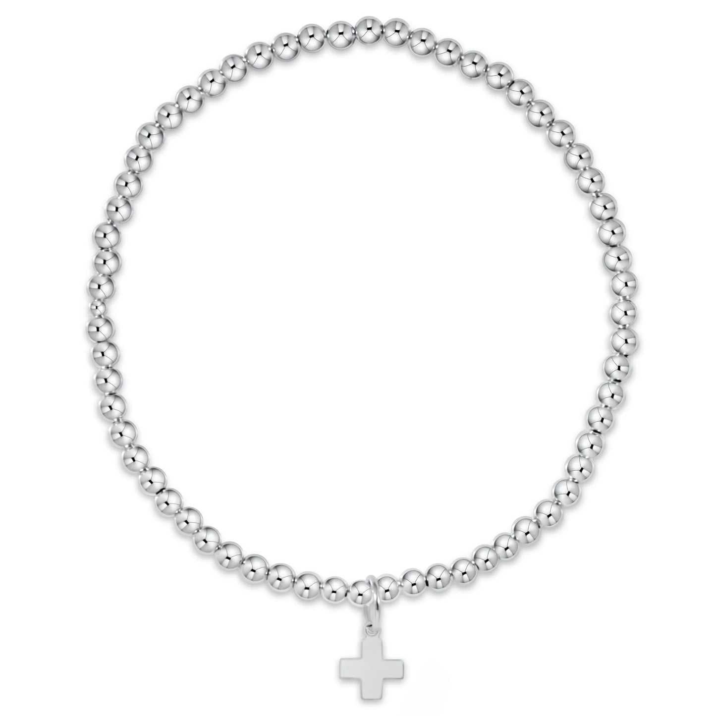 enewton Extends - Classic Sterling 3MM Bead Bracelet - Signature Cross Sterling Charm