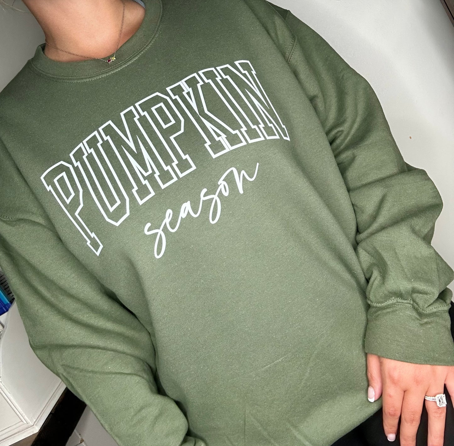 Pumpkin Season Sweatshirt - Military Green