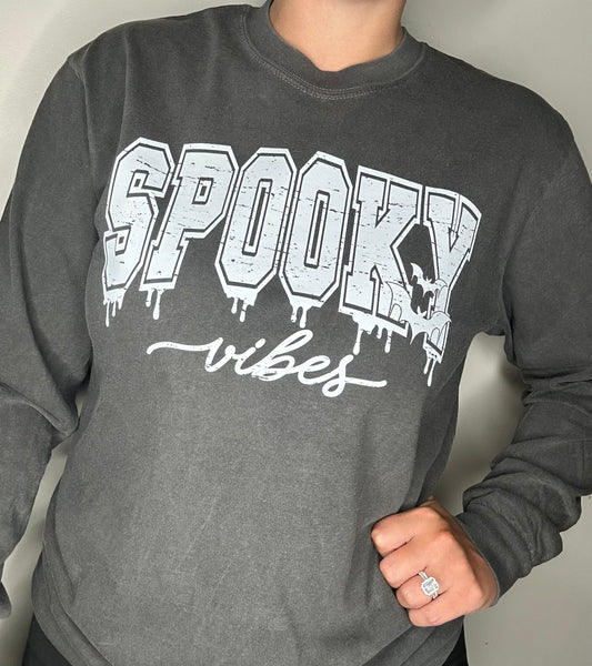Spooky Vibes LS Tee - Pepper