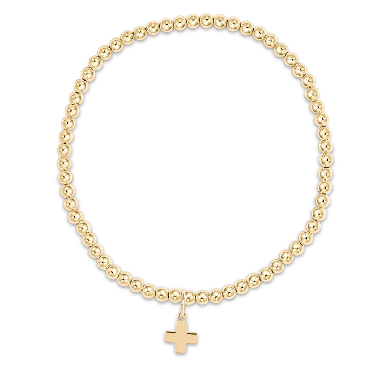 enewton Extends - Classic Gold 3MM Bead Bracelet - Signature Cross Gold Charm