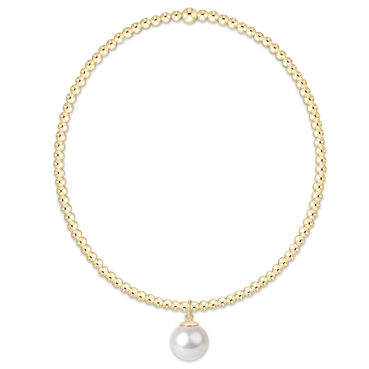 Classic Gold 2mm Bracelet - Classic Pearl  8mm Charm