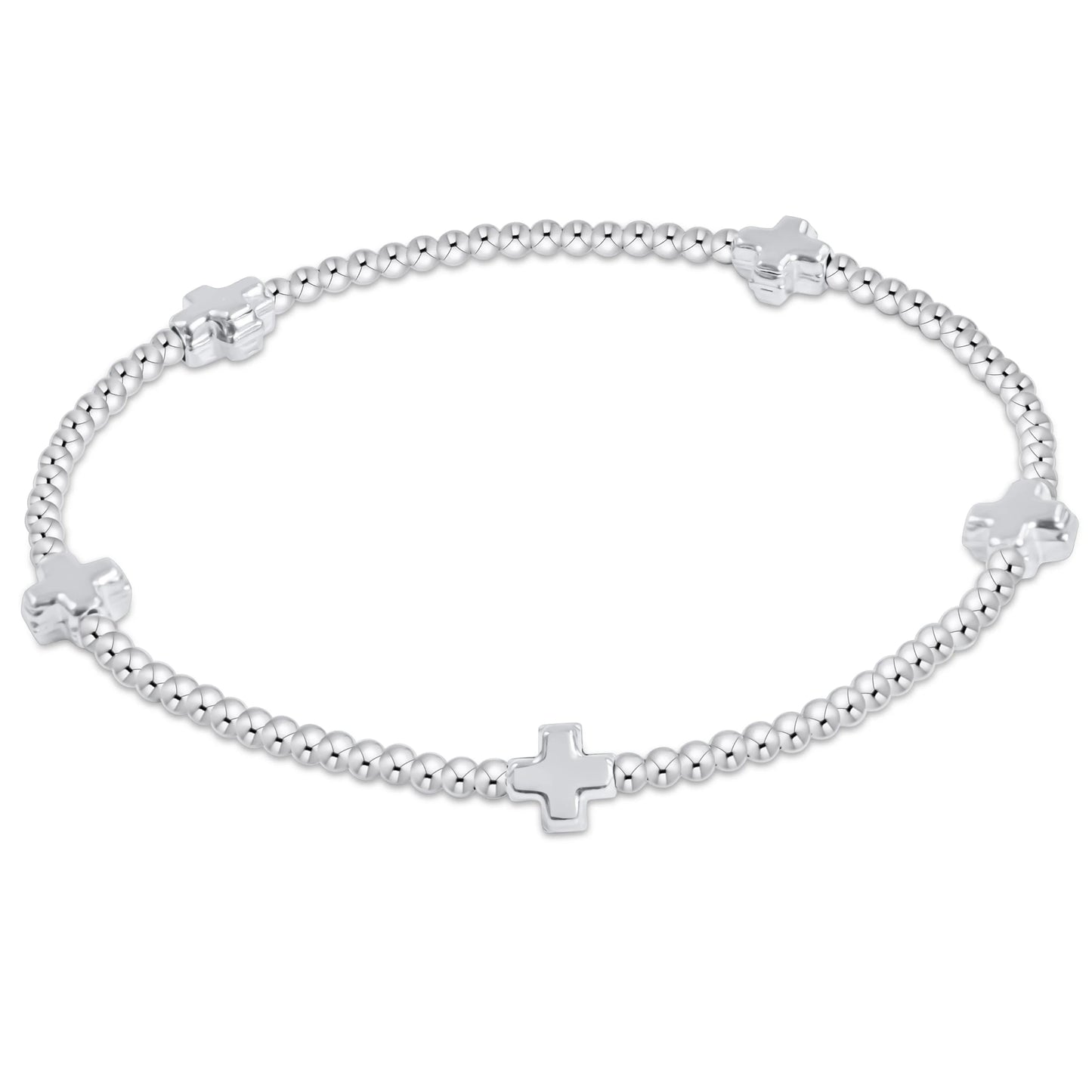 Signature Cross Small Sterling Pattern 2MM Bead Bracelet - Sterling