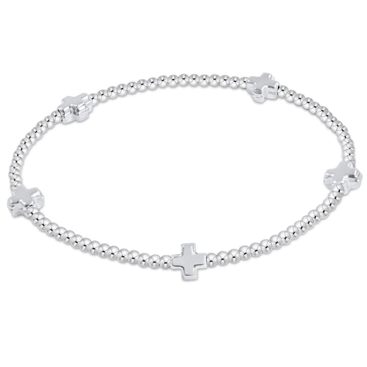 Signature Cross Small Sterling Pattern 2MM Bead Bracelet - Sterling