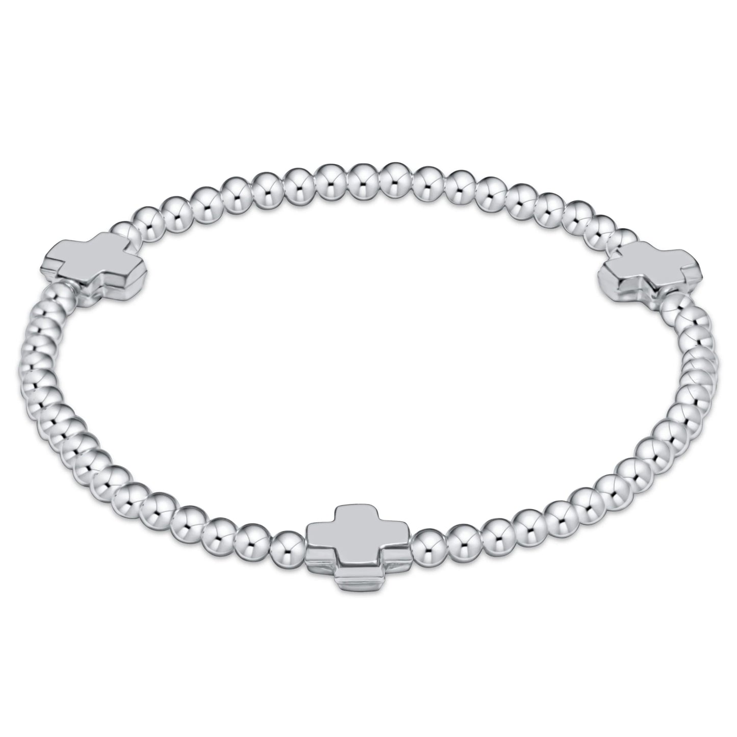 Signature Cross Sterling Pattern 3MM Bead Bracelet - Sterling