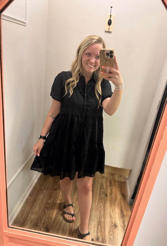 Sunday Morning Tiered Dress - Black