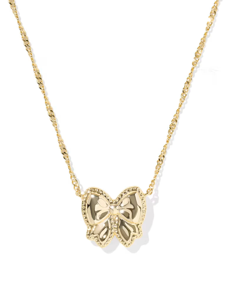 Haley Bow Short Pendant Necklace Gold Blush Mother of Pearl