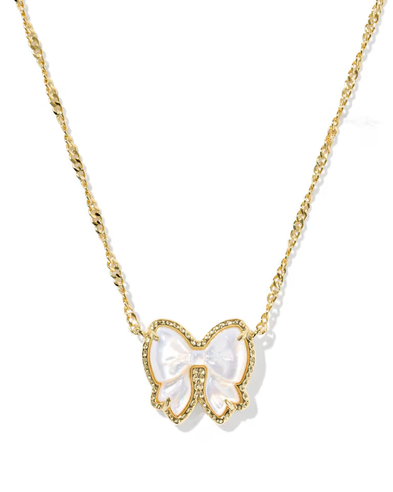 Haley Bow Short Pendant Neck Gold Ivory Mother of Pearl