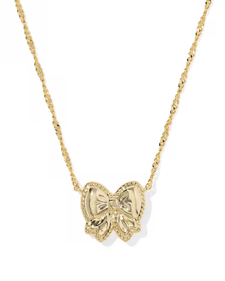 Haley Bow Short Pendant Necklace Gold Rose Violet