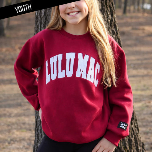 Lulu Mac Cardinal/White Stitch Youth Sweatshirt