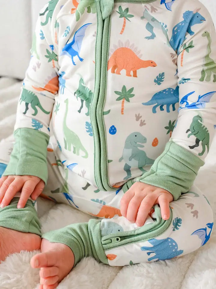 Convertible Bamboo Zip Romper | Little Fossil Neutral