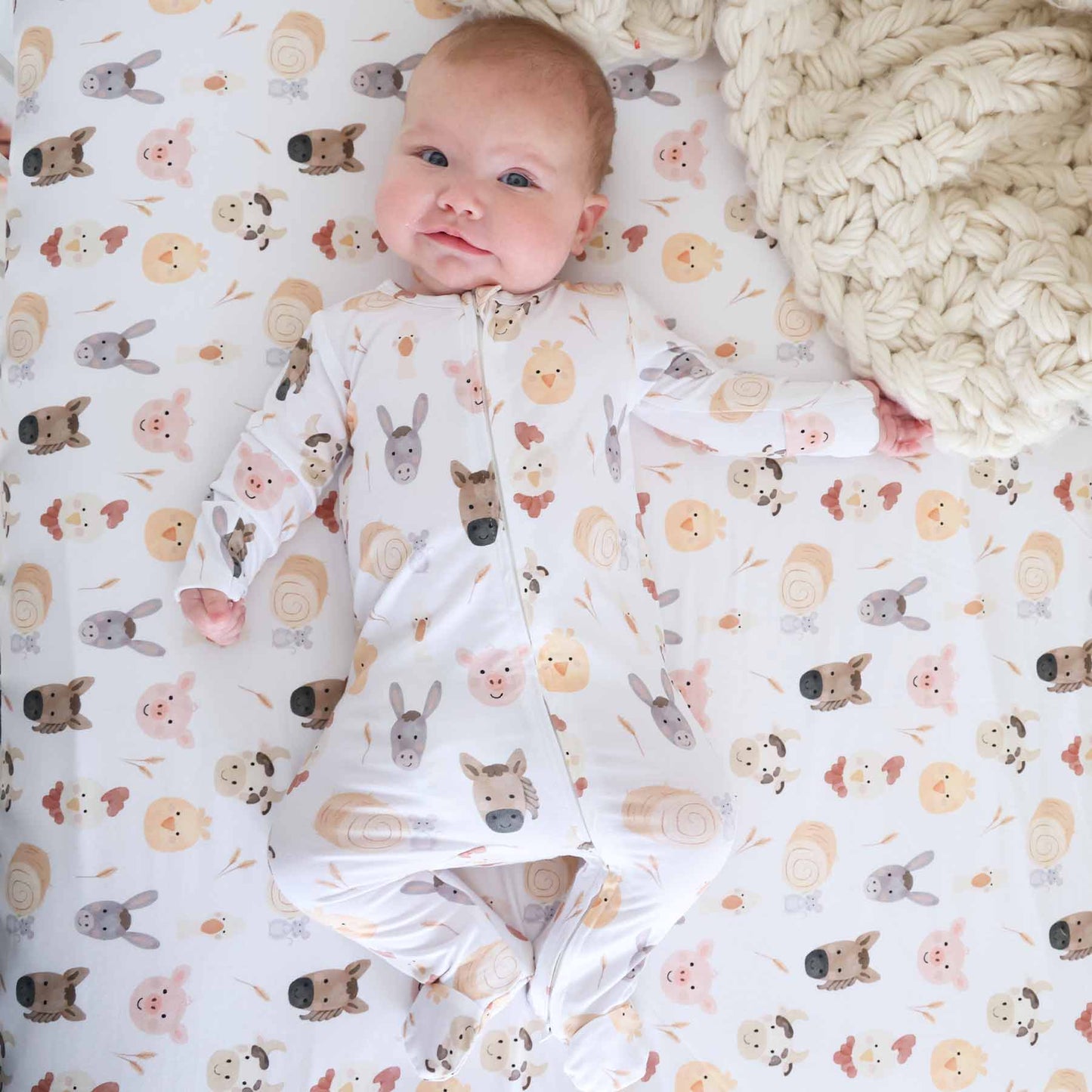 Boy Zipper Footies - Barnyard Buddies