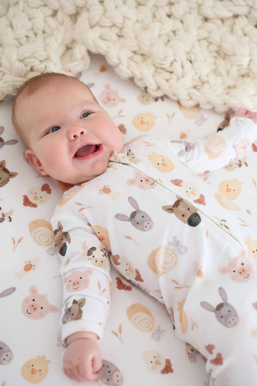 Boy Zipper Footies - Barnyard Buddies