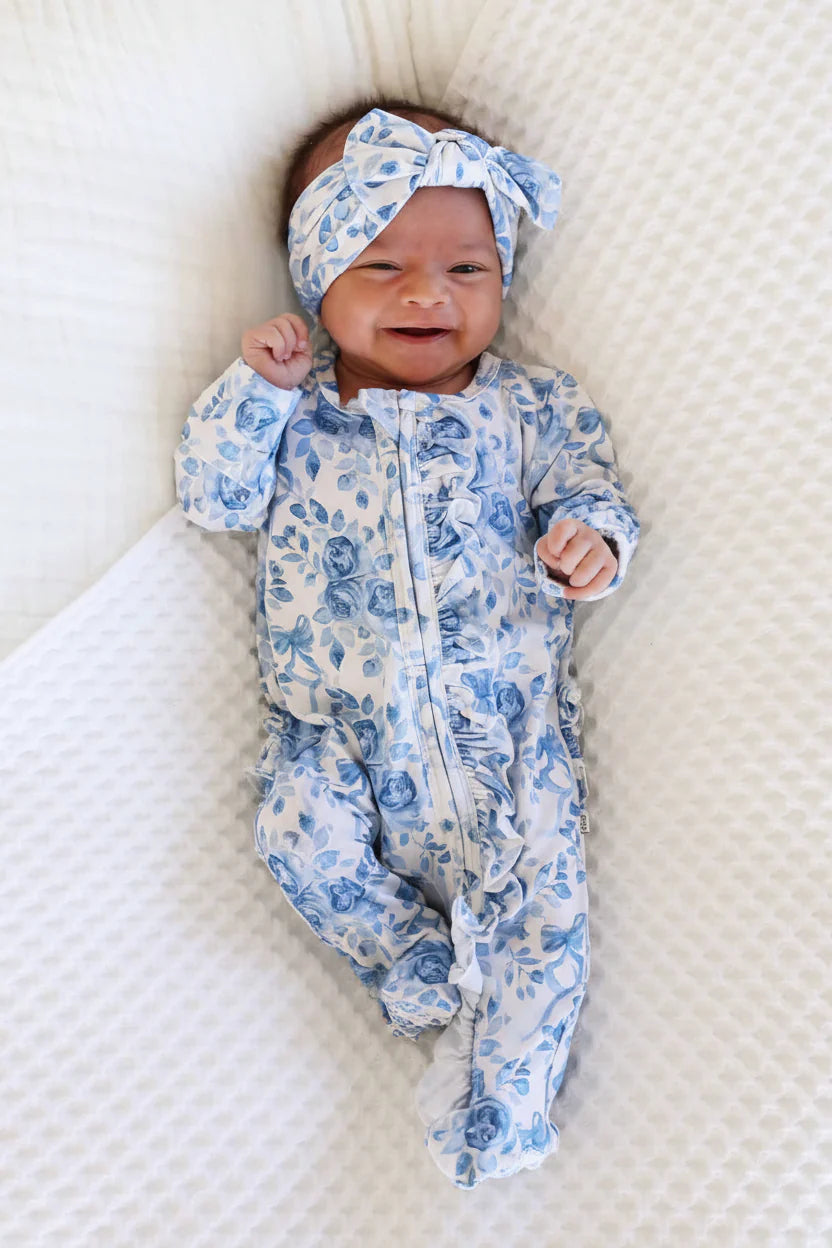 Betsy's Blooms Ruffle Zipper Footie