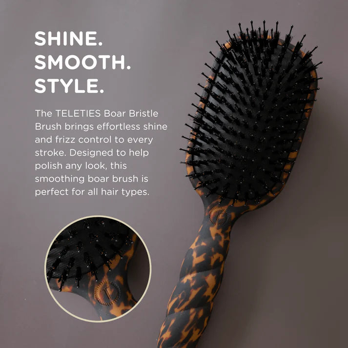 Teleties - Boar Bristle Brush - Tortoise