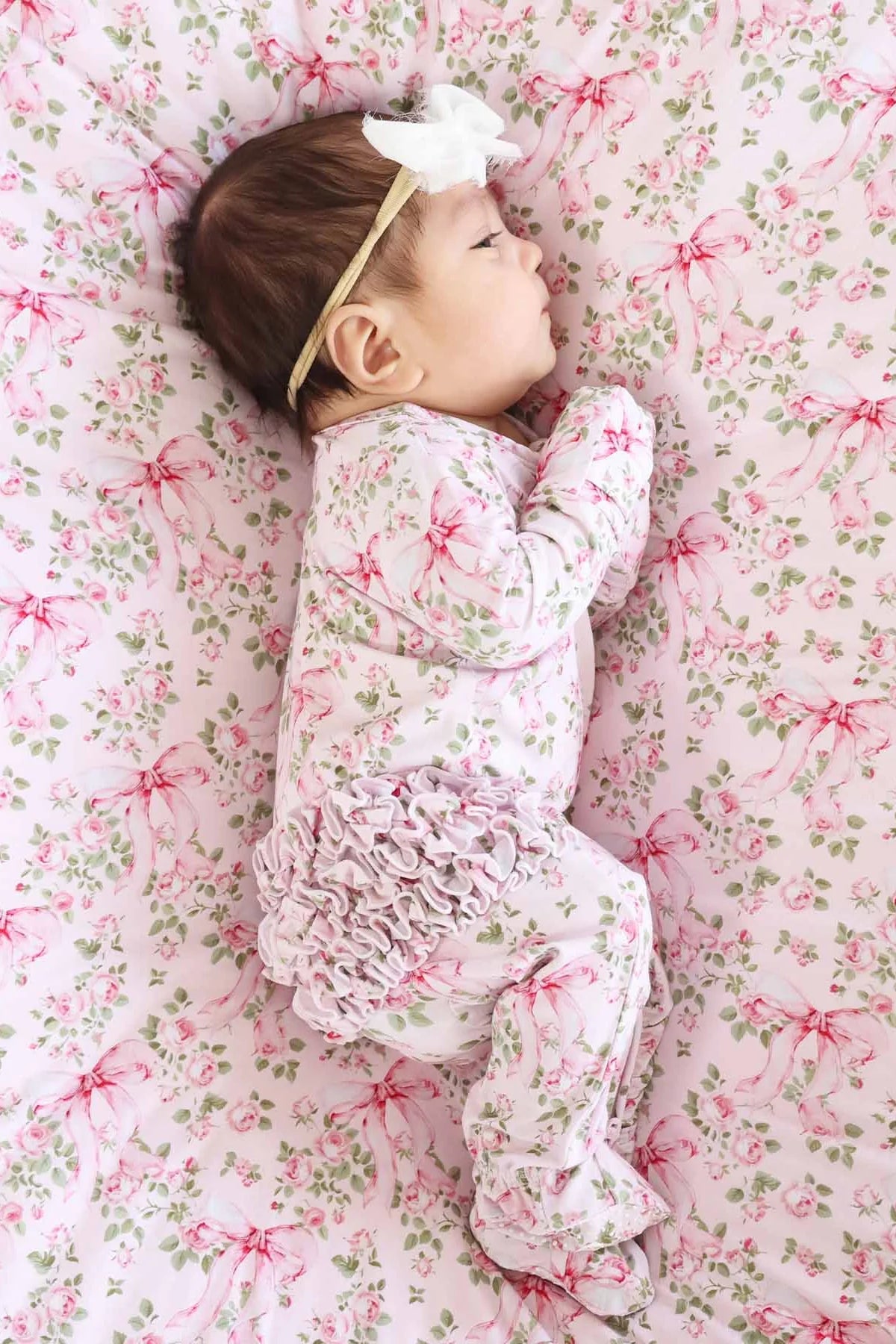 Bows in Bloom Ruffle Zipper Footie