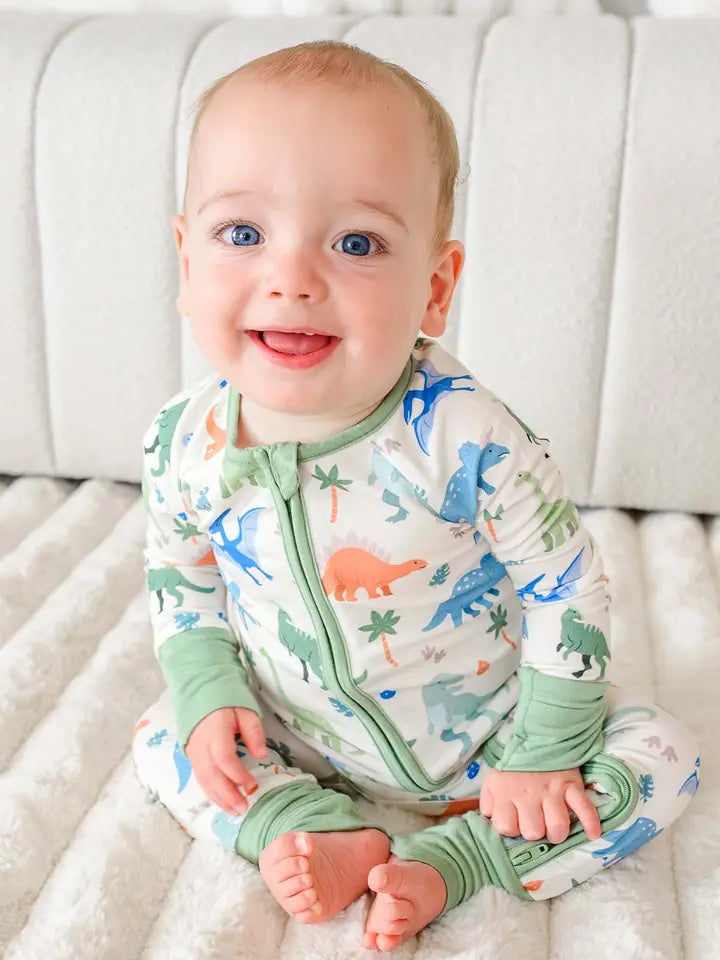 Convertible Bamboo Zip Romper | Little Fossil Neutral