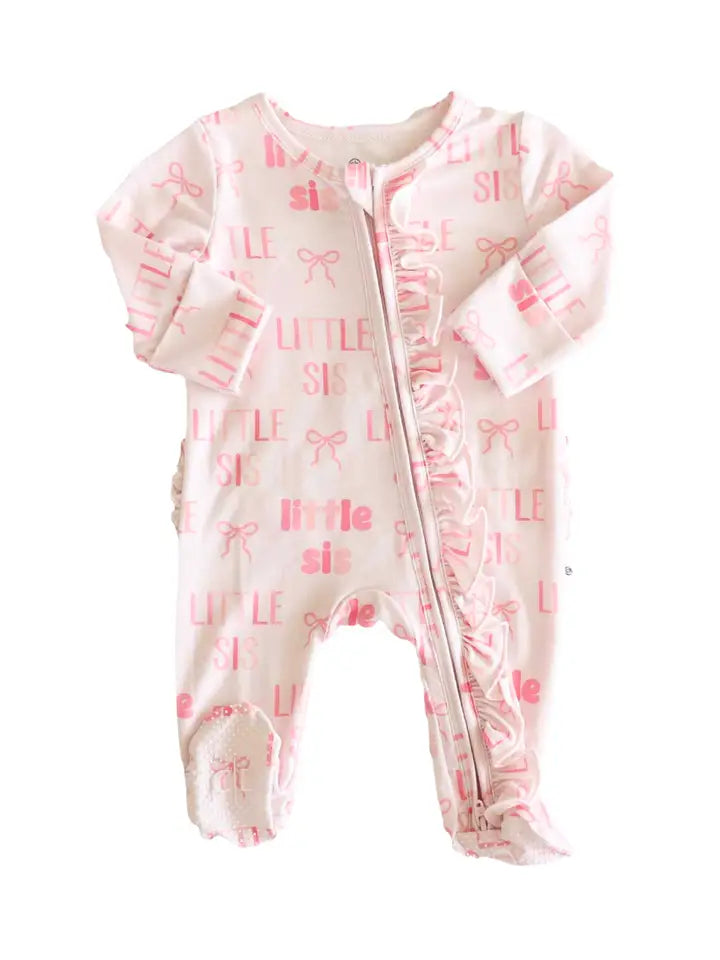 Ruffle Zipper Footie | Little Sis