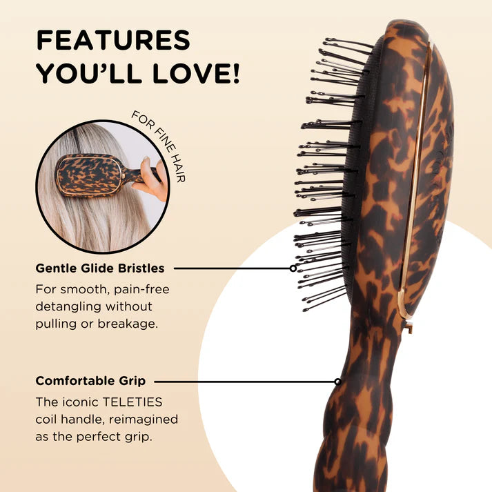 Teleties - Detangling Brush - Fine Hair - Tortoise
