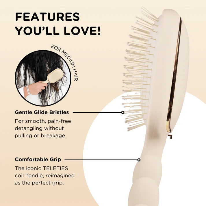 Teleties - Detangling Brush - Medium Hair - Tan