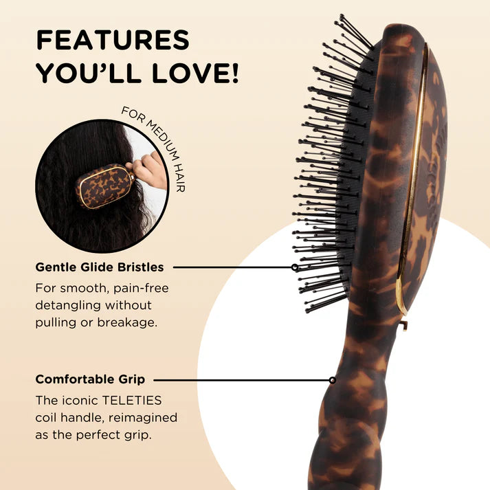 Teleties - Detangling Brush - Medium Hair - Tortoise