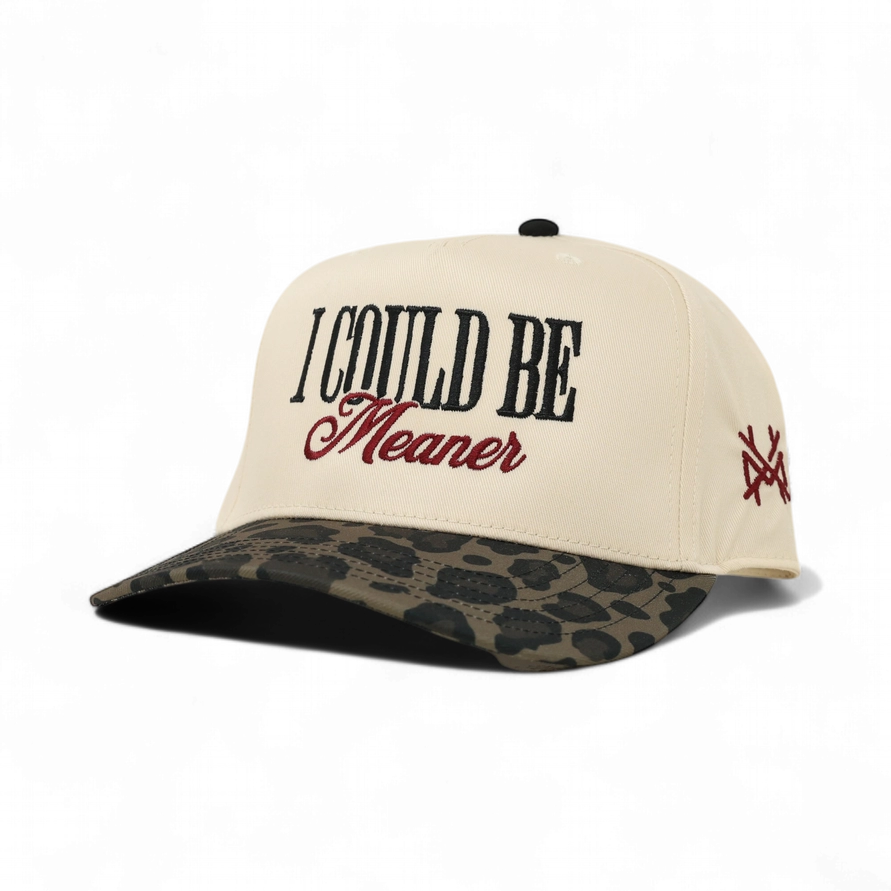 I Could Be Meaner Trucker Hat - Retro Leopard/Natural