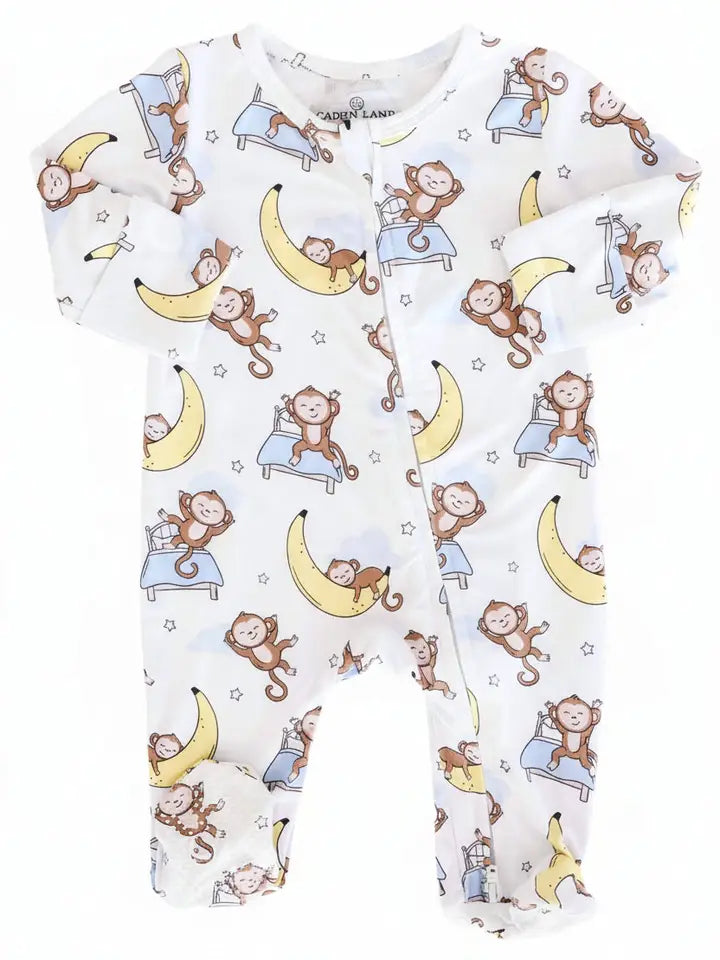Monkey See, Monkey Snooze Zipper Footie
