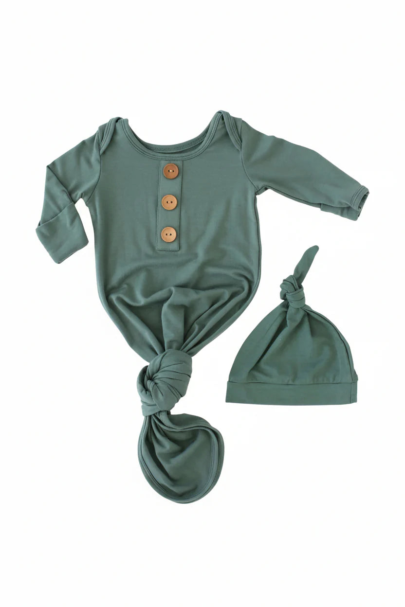 Emerald Bamboo Knotted Gown & Hat