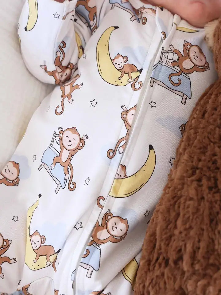 Monkey See, Monkey Snooze Zipper Footie
