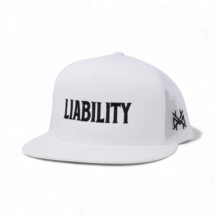 Liability Trucker Hat - Flat Bill White