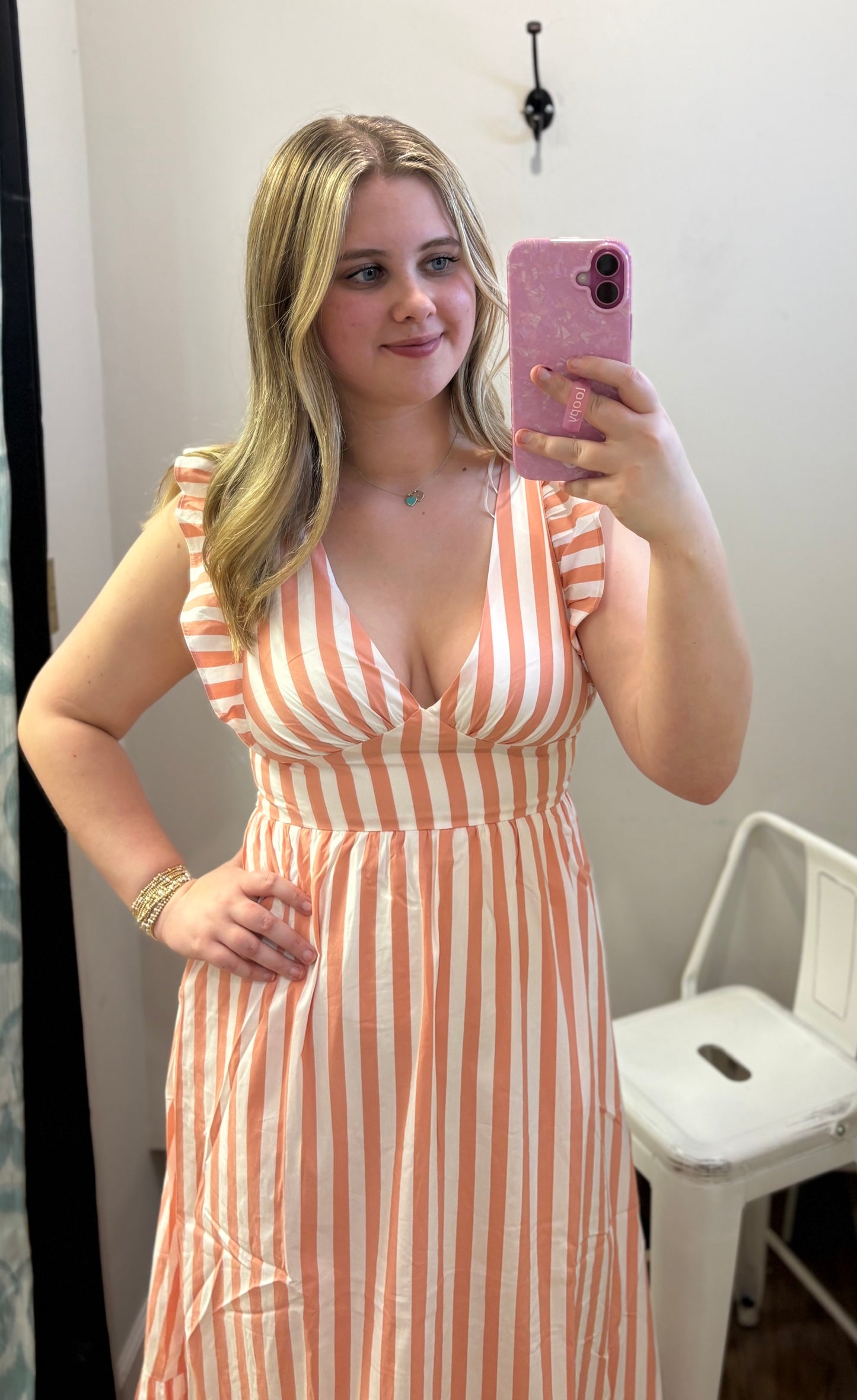 Sunday in Savannah Maxi Dress - Coral Stripe