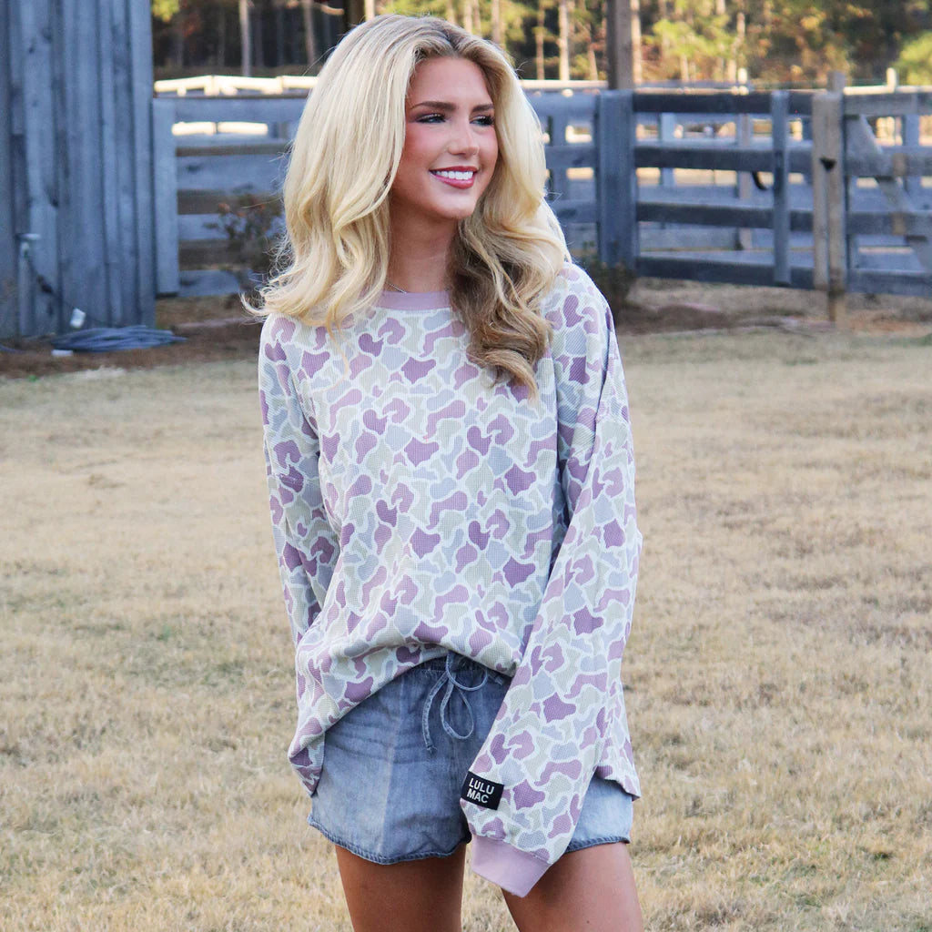 Lulu Mac Waffle Long Sleeve Top - Camo