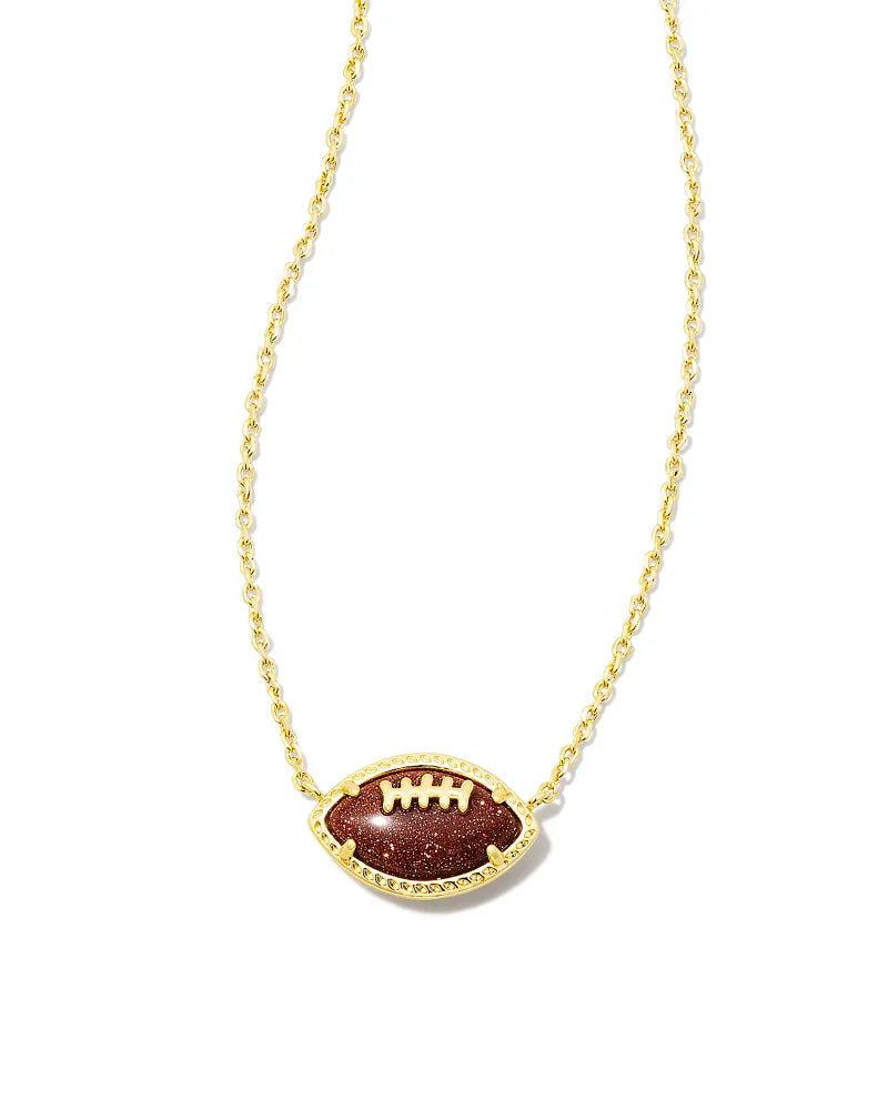 Football Short Pendant Necklace Gold Orange Goldstone