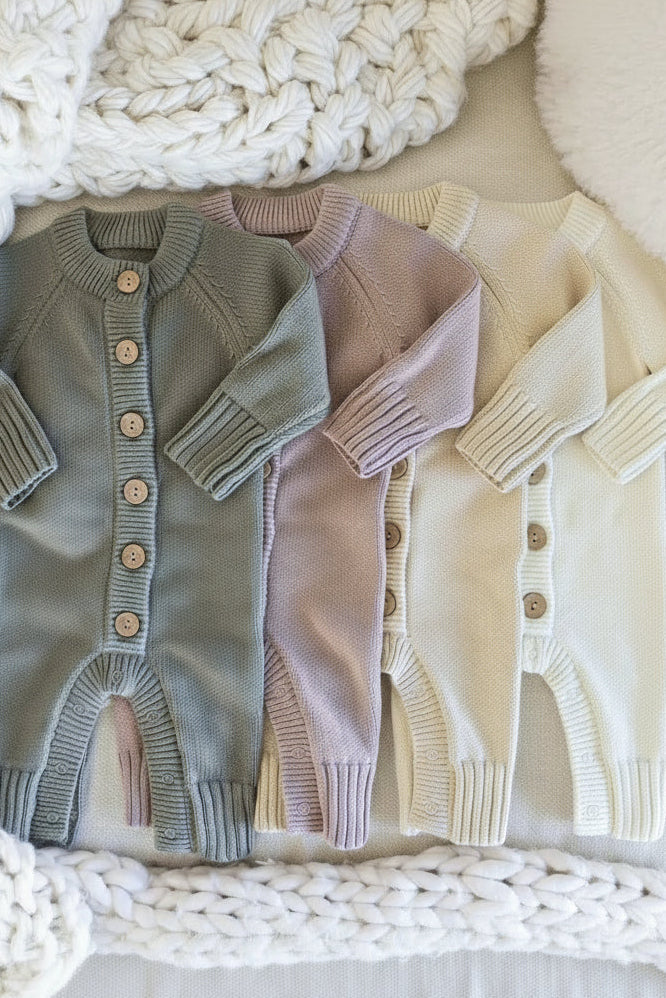 Knit Sweater Button Romper