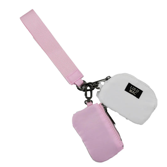 Pink/White Lulu Mac Double Pouch Wristlets