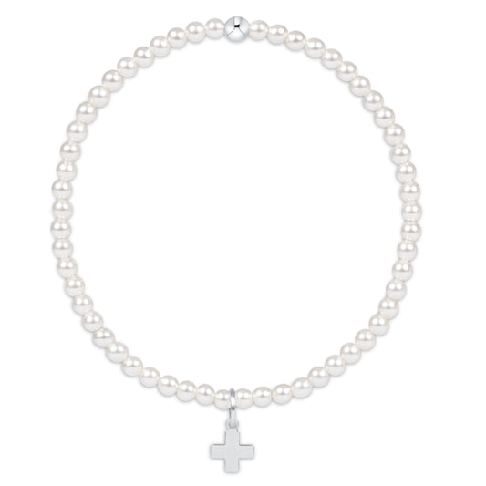 Classic Pearl 3MM Bead Bracelet - Signature Cross Sterling Charm