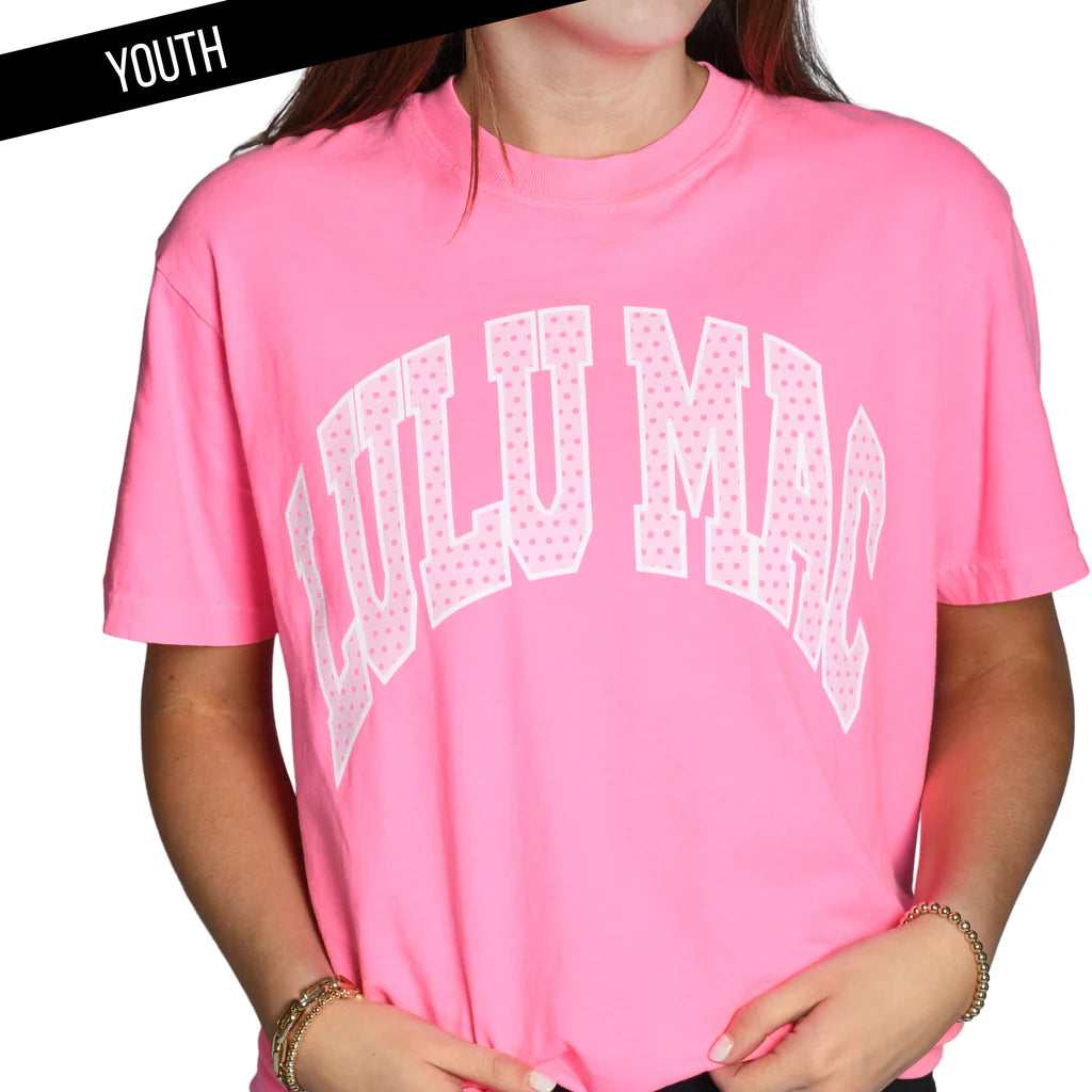Lulu Mac Polka Dot Tee - Neon Pink - Youth