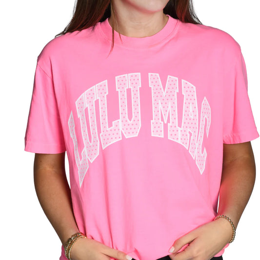 Lulu Mac Polka Dot Tee - Neon Pink