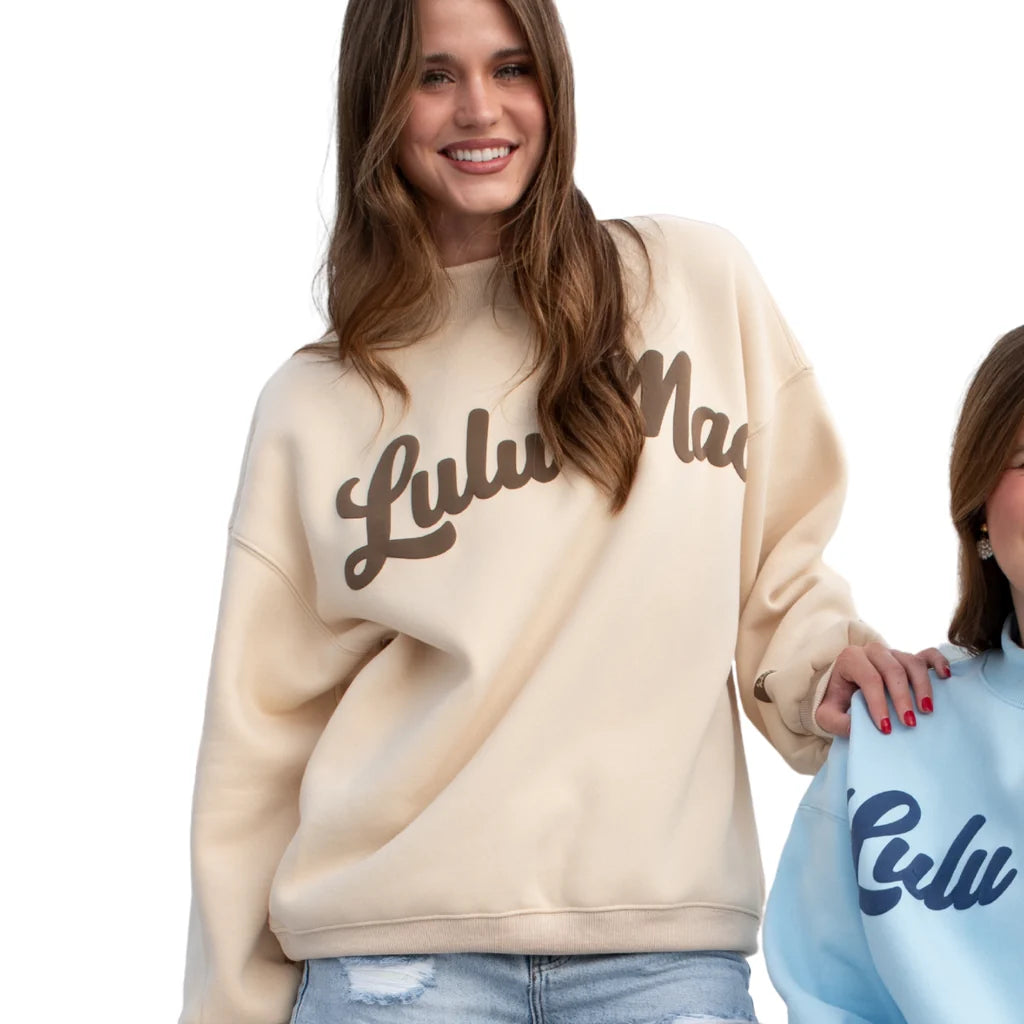 Lulu Mac Script Sweatshirt Cream/Brown