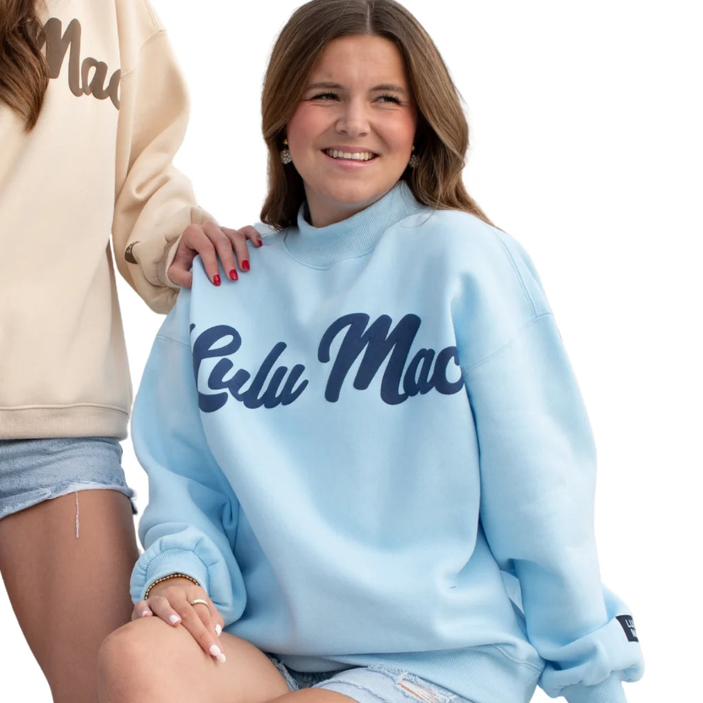 Lulu Mac Script Sweatshirt Light Blue/Navy
